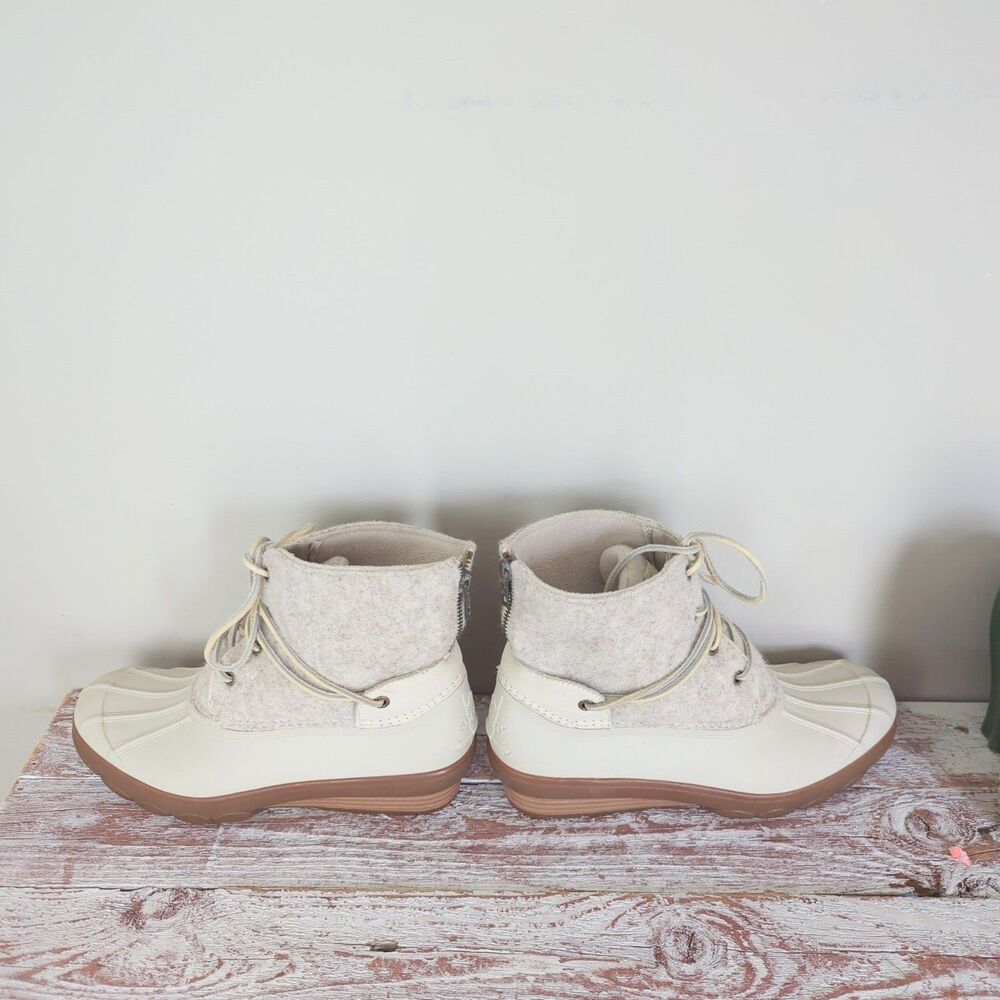 Sperry Women's Wedge Tide Saltwater Wool Duck Boots Size 9 White/Cream - Picture 2 of 7
